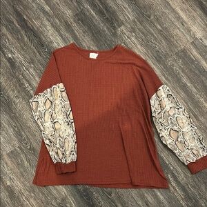 Rust and Snake Print Women's Top